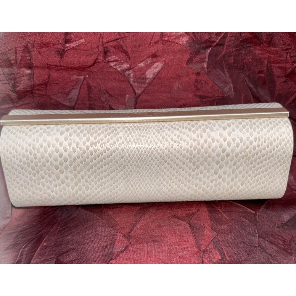Jimmy Choo Eyeglass/Sunglass Hard Case Faux‎ Beige Snakeskin Standard Size EUC